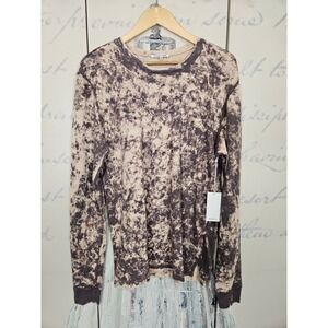 Cotton Citizen Acid Wash‎ Long Sleeve T-Shirt Charcoal Tan Size M